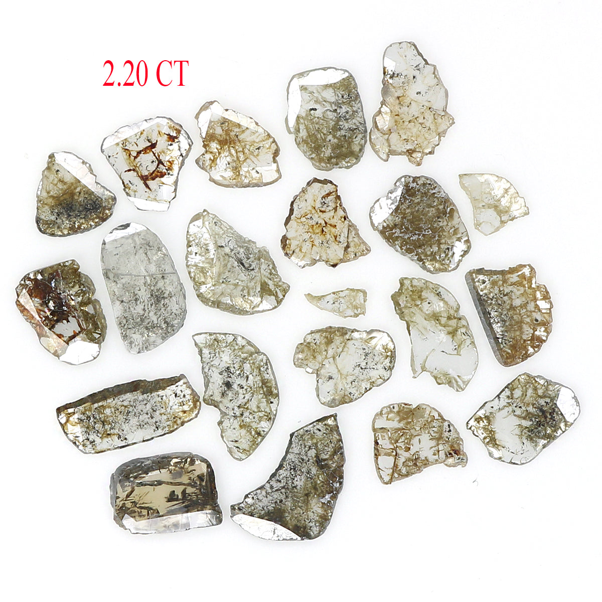 2.20 Ct Natural Loose Slice Shape Diamond Salt And Pepper Slice Diamond 2.90 MM Natural Loose Black Grey Color Irregular Cut Diamond KQ2451