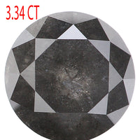 3.34 Ct Natural Loose Diamond, Grey Diamond, Round Diamond, Round Brilliant Cut Diamond, Sparkling Diamond, Rustic Diamond KDL386