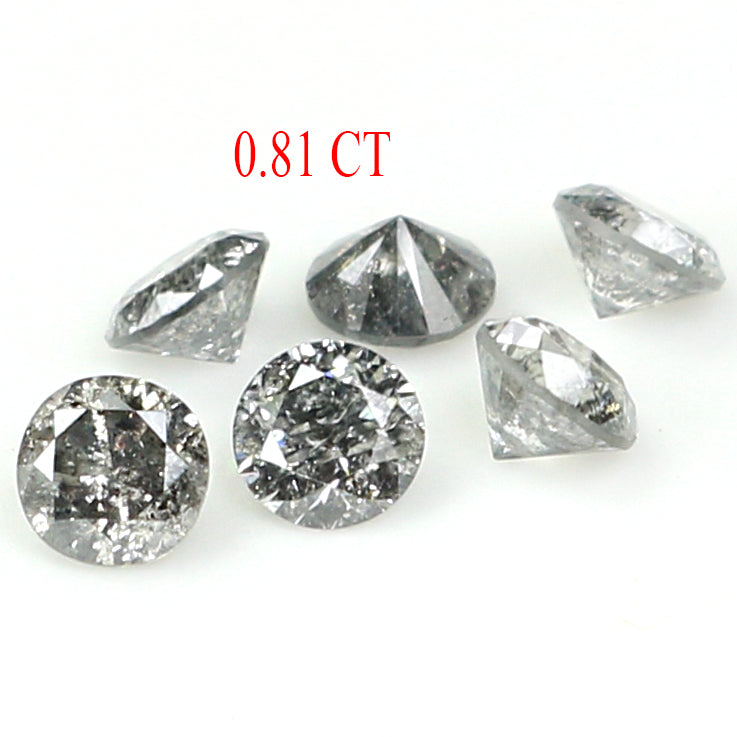 Natural Loose Round Salt And Pepper Diamond Black Grey Color 0.81 CT 3.10 MM Round Brilliant Cut Diamond KDL1395