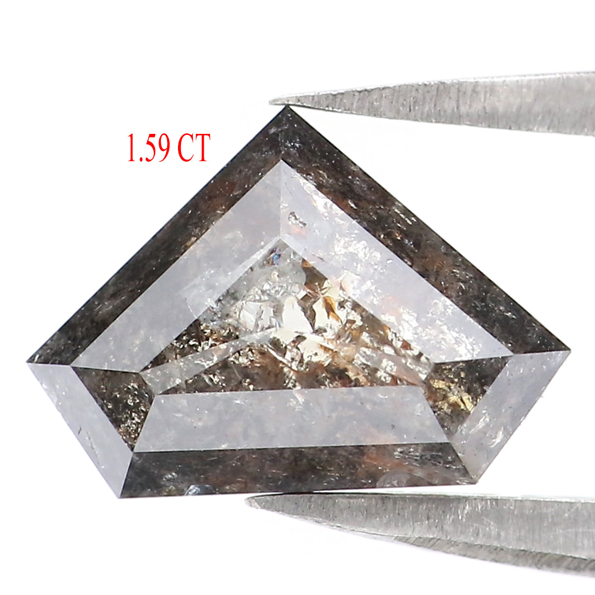 1.59 Ct Natural Loose Shield Shape Diamond Salt And Pepper Shield Cut Diamond 6.80 MM Black Gray Color Shield Shape Rose Cut Diamond LQ2300