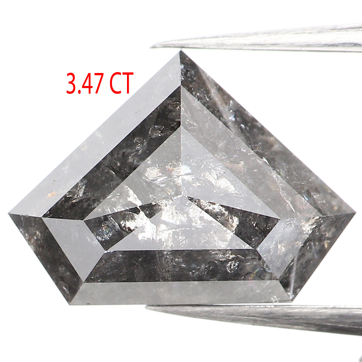 3.47 CT Natural Loose Shield Diamond Black Grey Color Diamond 8.75 MM Natural Loose Diamond Salt And Pepper Shield Rose Cut Diamond QL962