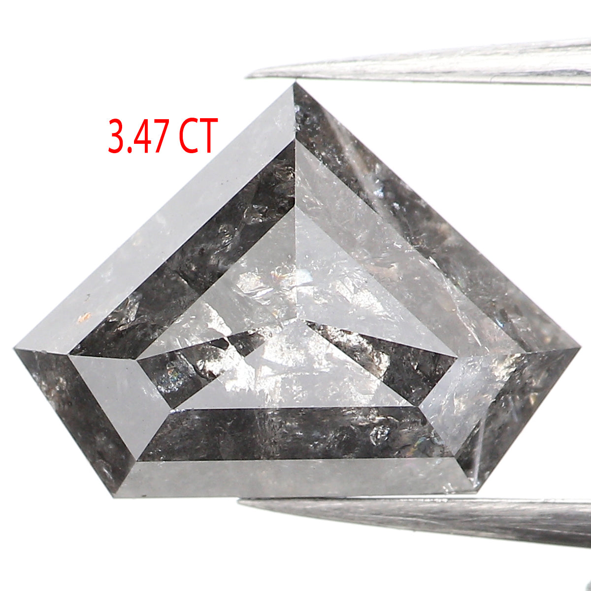 Natural Loose Shield Salt And Pepper Diamond Black Grey Color 3.47 CT 8.75 MM Shield Shape Rose Cut Diamond KDL962