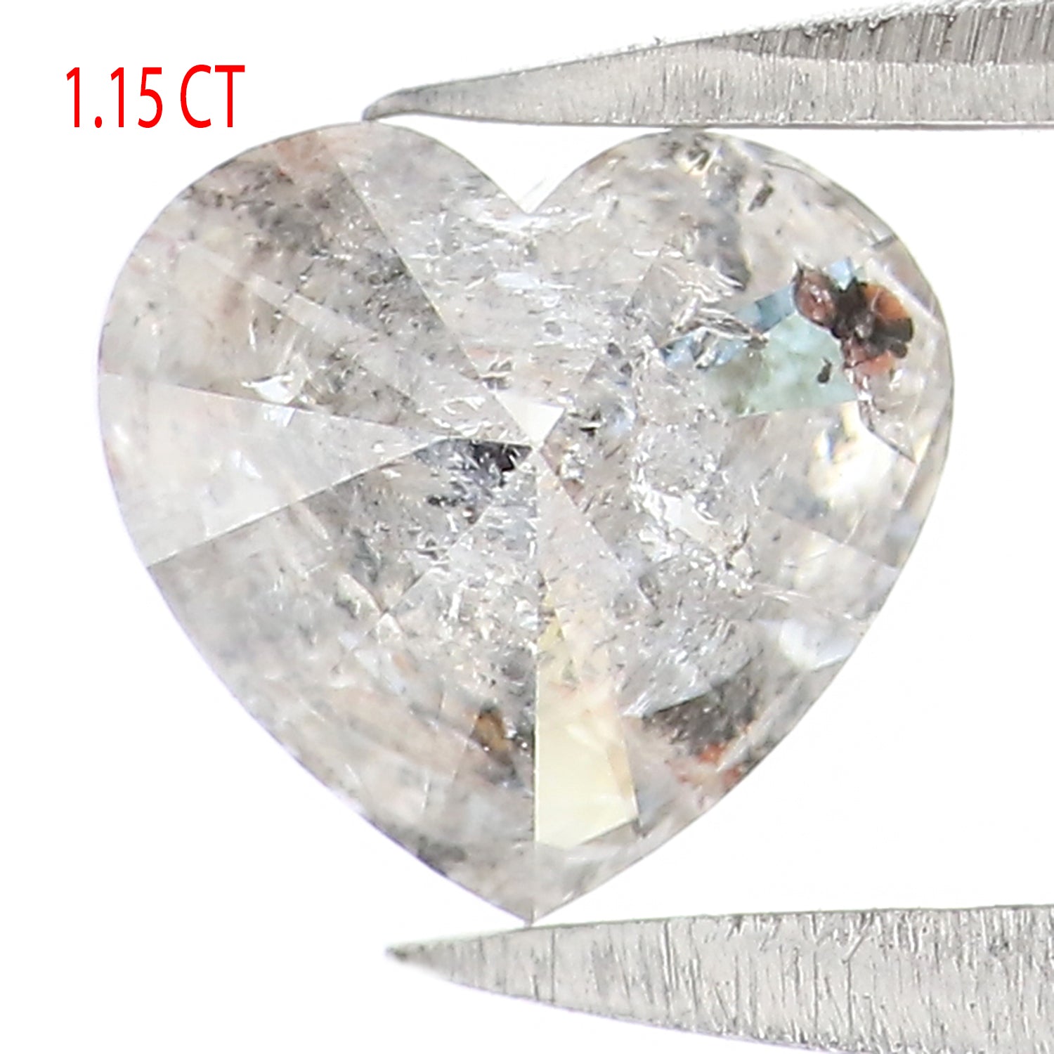 Natural Loose Heart Salt And Pepper Diamond Black Grey Color 1.15 CT 6.20 MM Heart Shape Rose Cut KDL2571