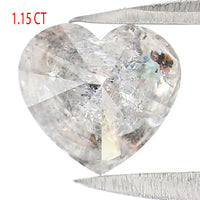 Natural Loose Heart Salt And Pepper Diamond Black Grey Color 1.15 CT 6.20 MM Heart Shape Rose Cut KDL2571