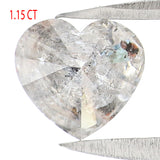 Natural Loose Heart Salt And Pepper Diamond Black Grey Color 1.15 CT 6.20 MM Heart Shape Rose Cut KDL2571