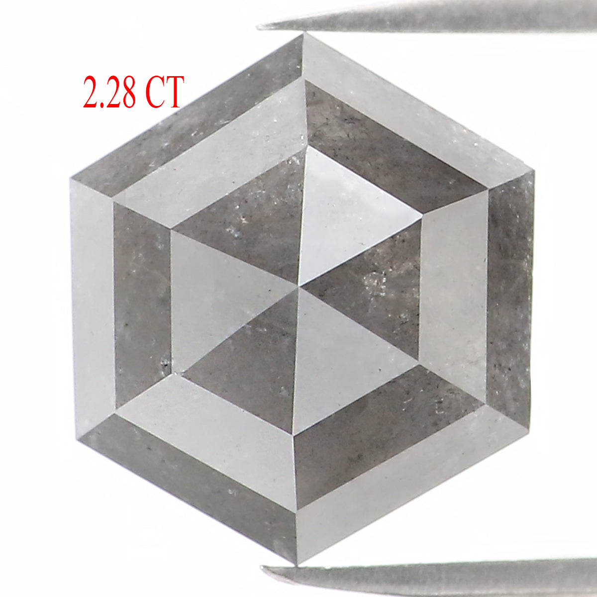 2.28 CT Natural Loose Hexagon Shape Diamond Grey Color Hexagon Cut Diamond 9.10 MM Natural Loose Hexagon Shape Rose Cut Diamond QL1162