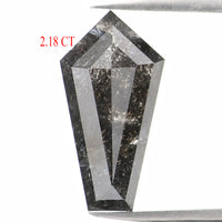 Natural Loose Shield Salt And Pepper Diamond Black Grey Color 2.18 CT 12.20 MM Shield Shape Rose Cut Diamond KDL1169