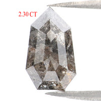 Natural Loose Bullet Salt And Pepper Diamond Black Grey Color 2.30 CT 10.75 MM Bullet Shape Rose Cut Diamond L8074