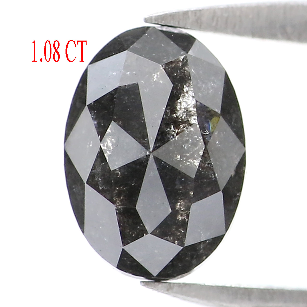 Natural Loose Oval Salt And Pepper Diamond Black Grey Color 1.08 CT 7.25 MM Oval Shape Rose Cut Diamond L1933