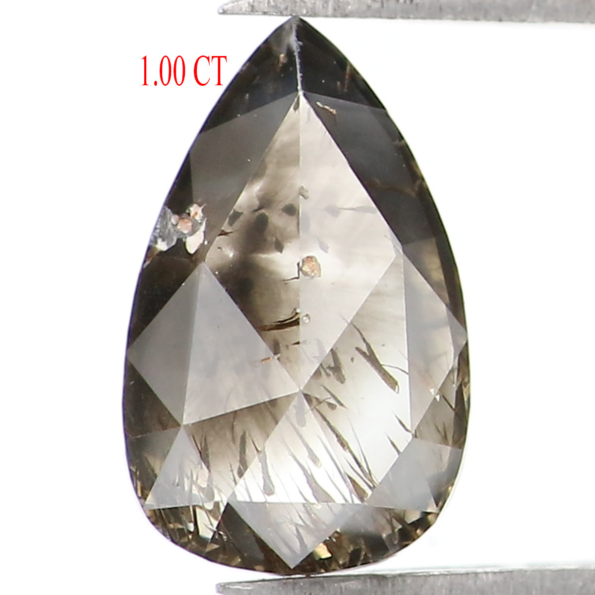 Natural Loose Pear Salt And Pepper Diamond Black Grey Color 1.00 CT 8.25 MM Pear Shape Rose Cut Diamond L1564