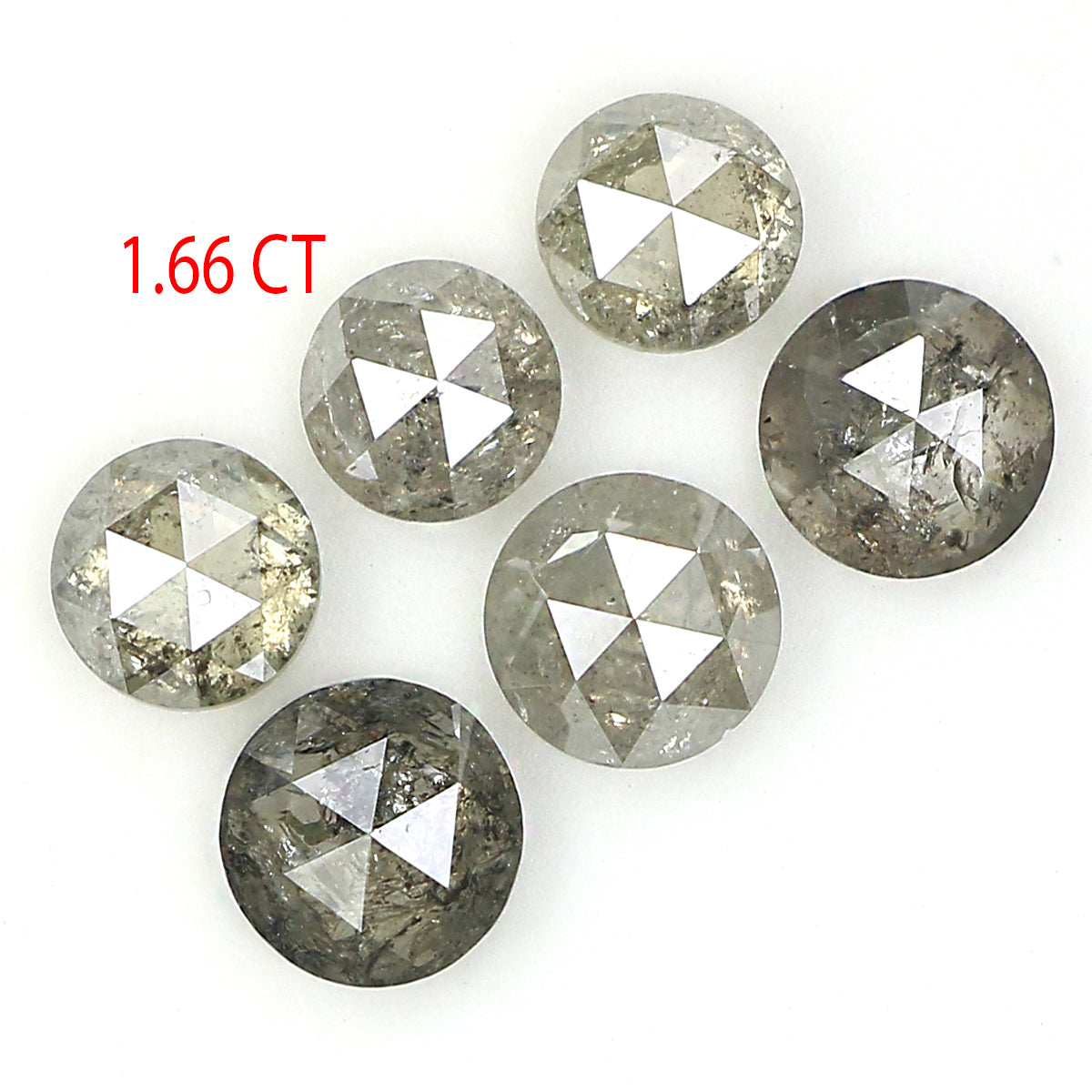 Natural Loose Rose Cut Salt And Pepper Diamond Black Grey Color 1.66 CT 3.70 MM Rose Cut Shape Diamond KDL1133