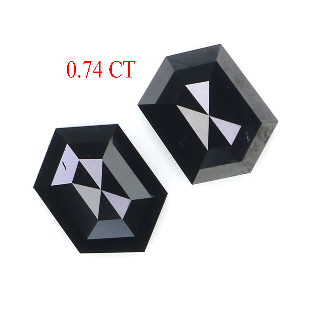 0.74 CT Natural Loose Hexagon Cut Pair Diamond Black Color Hexagon Cut Diamond 5.65 MM Natural Black Color Hexagon Rose Cut Diamond LQ2746