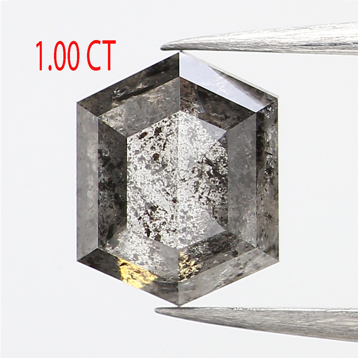 1.00 CT Natural Loose Hexagon Shape Diamond Salt And Pepper Hexagon Diamond 6.35 MM Black Grey Color Hexagon Shape Rose Cut Diamond QL276