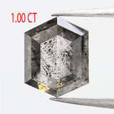 1.00 CT Natural Loose Diamond, Hexagon Cut Diamond, Salt and Pepper Diamond, Black Diamond, Grey Diamond, Rustic Rose Cut Diamond KDL276