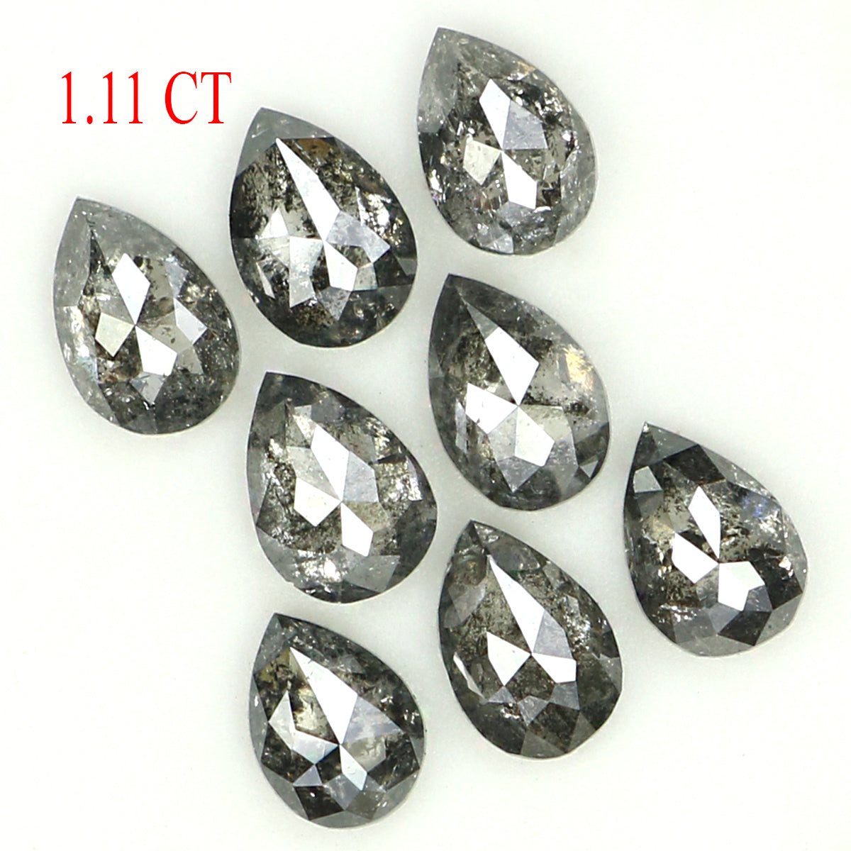 Natural Loose Pear Salt And Pepper Diamond Black Grey Color 1.11 CT 3.75 MM Pear Shape Rose Cut Diamond KDL1281