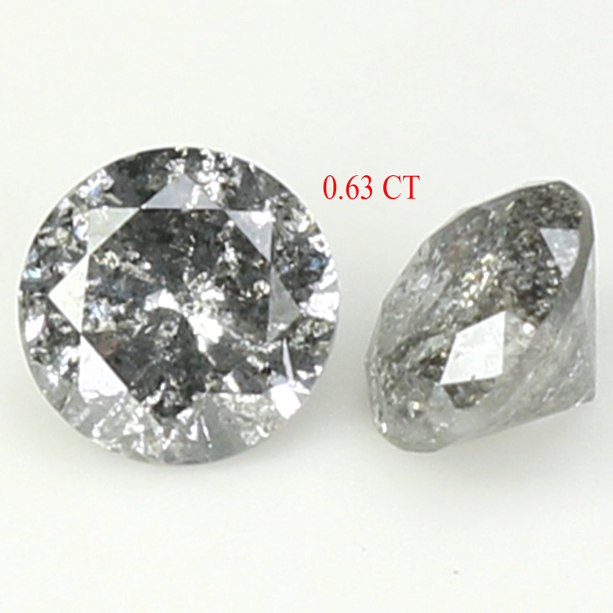 Natural Loose Round Salt And Pepper Diamond Black Grey Color 0.63 CT 4.25 MM Round Brilliant Cut Diamond KDL1377