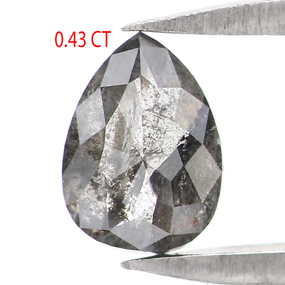 Natural Loose Pear Salt And Pepper Diamond Black Grey Color 0.43 CT 5.32 MM Pear Shape Rose Cut Diamond KR2540