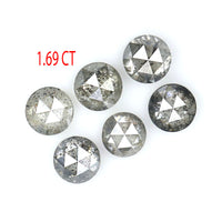 Natural Loose Rose Cut Salt And Pepper Diamond Black Grey Color 1.69 CT 3.70 MM Round Rose Cut Shape Diamond L989