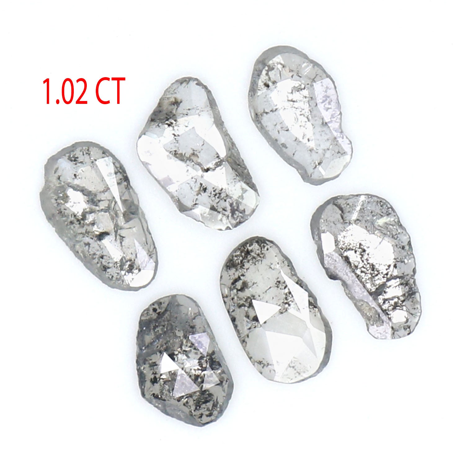 1.02 Ct Natural Loose Slice Shape Diamond Salt And Pepper Slice Diamond 5.00 MM Natural Loose Black Grey Color Irregular Cut Diamond LQ2504