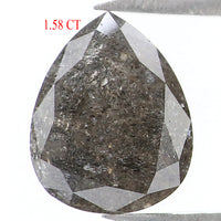 1.58 CT Natural Loose Pear Shape Diamond Salt And Pepper Pear Shape Diamond 8.45 MM Black Grey Color Pear Brilliant Cut Diamond QL1666