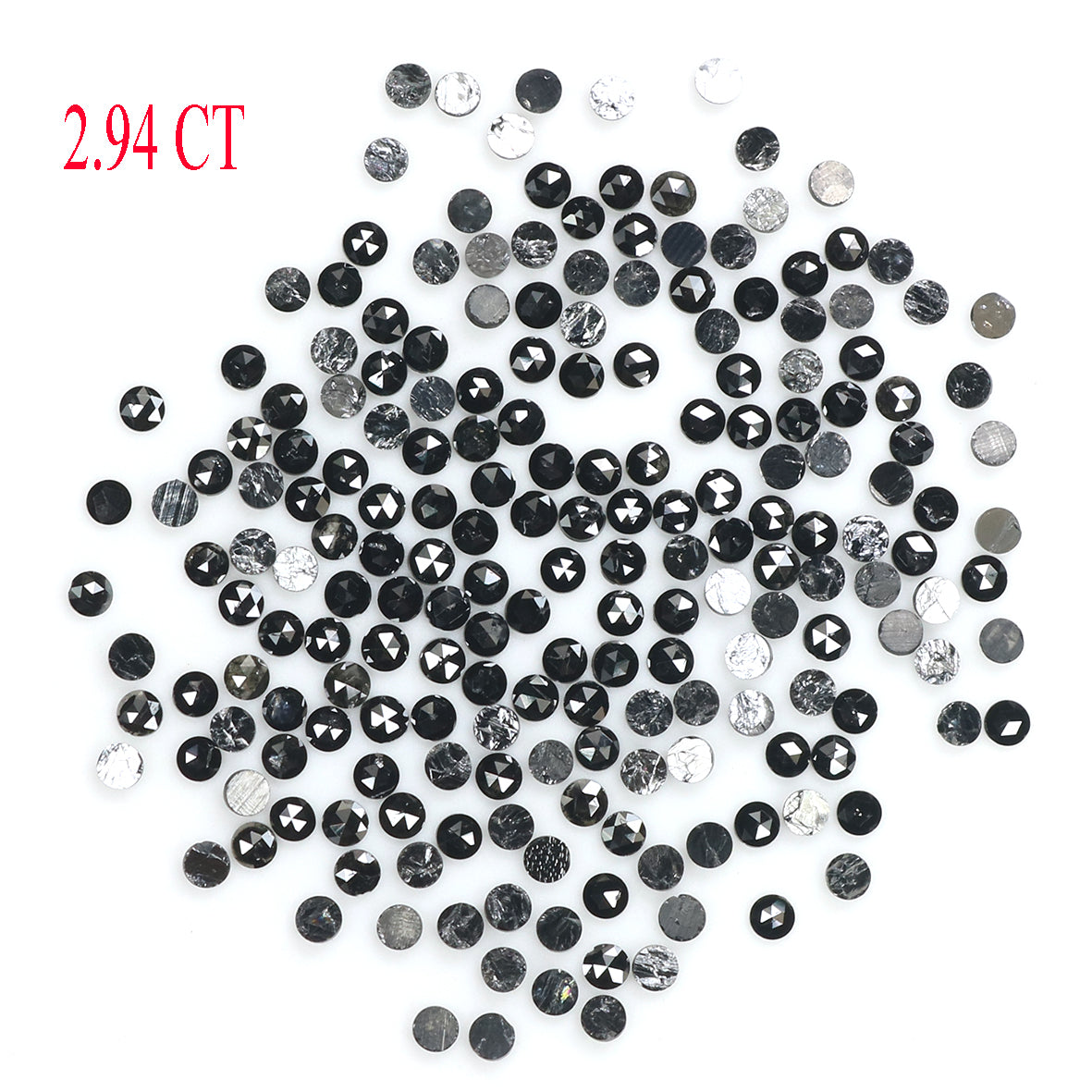 Natural Loose Round Rose Cut Diamond Black Color 2.94 CT 1.60 MM Rose Cut Shape Diamond L1888