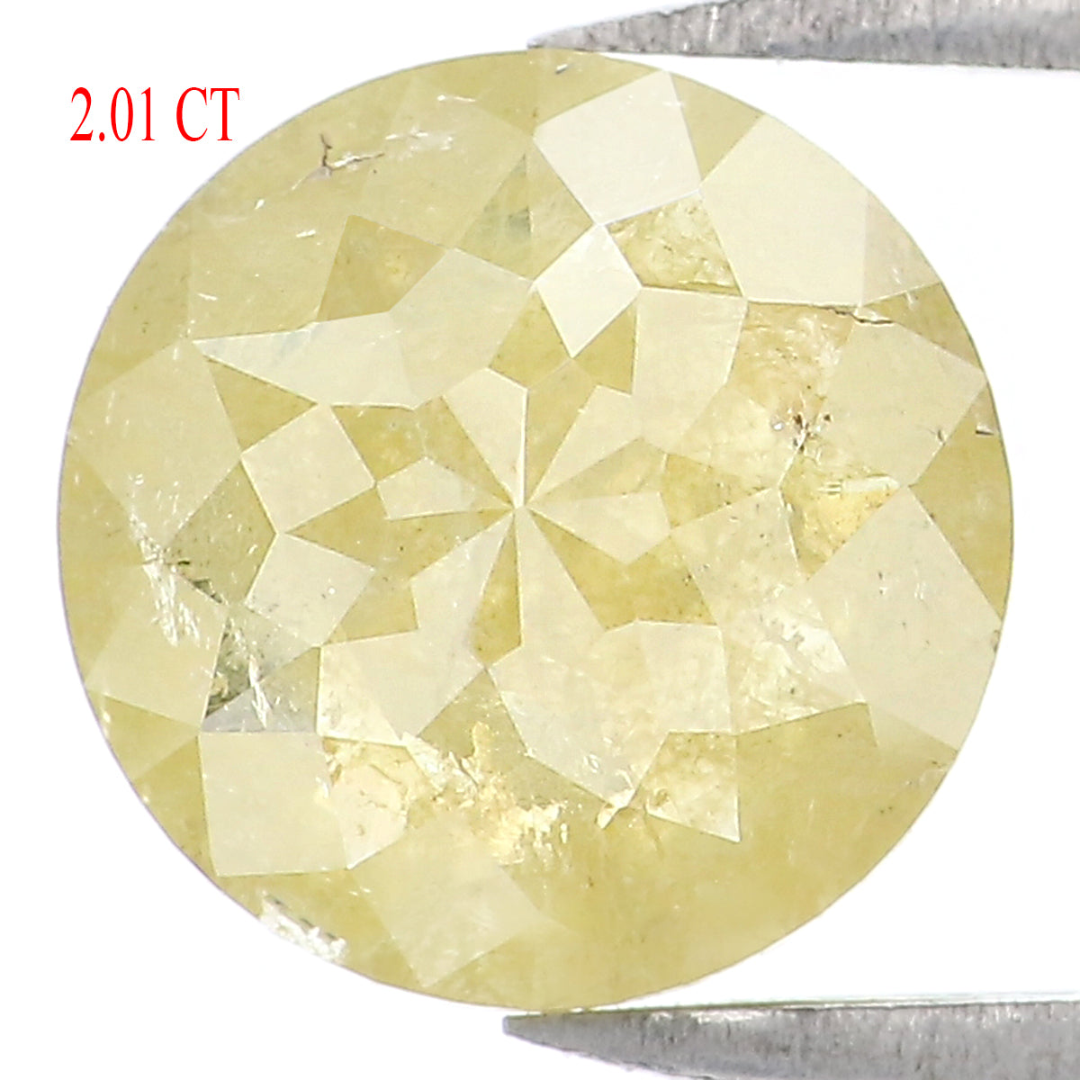 Natural Loose Round Rose Cut Yellow Color Diamond 2.01 CT 7.90 MM Rose Cut Shape Diamond L1562