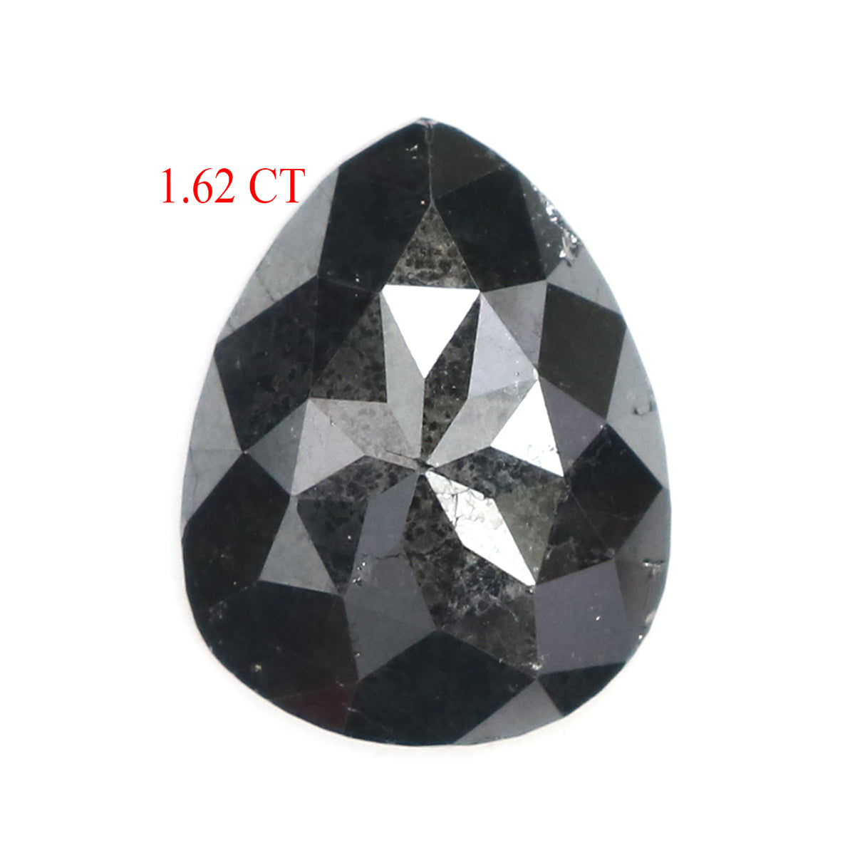 Natural Loose Pear Salt And Pepper Diamond Black Color 1.62 CT 9.20 MM Pear Shape Rose Cut Diamond L8350