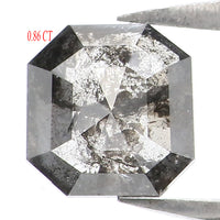 Natural Loose Emerald Salt And Pepper Diamond Black Grey Color 0.86 CT 5.90 MM Emerald Shape Rose Cut Diamond L6485