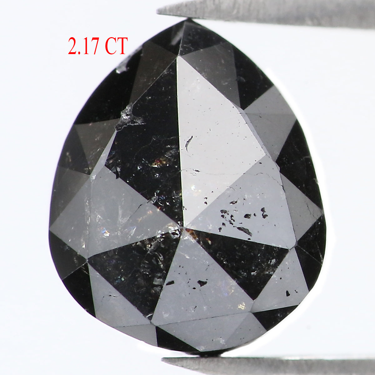 Natural Loose Pear Diamond Black Color 2.17 CT 8.25 MM Pear Shape Rose Cut Diamond L1593