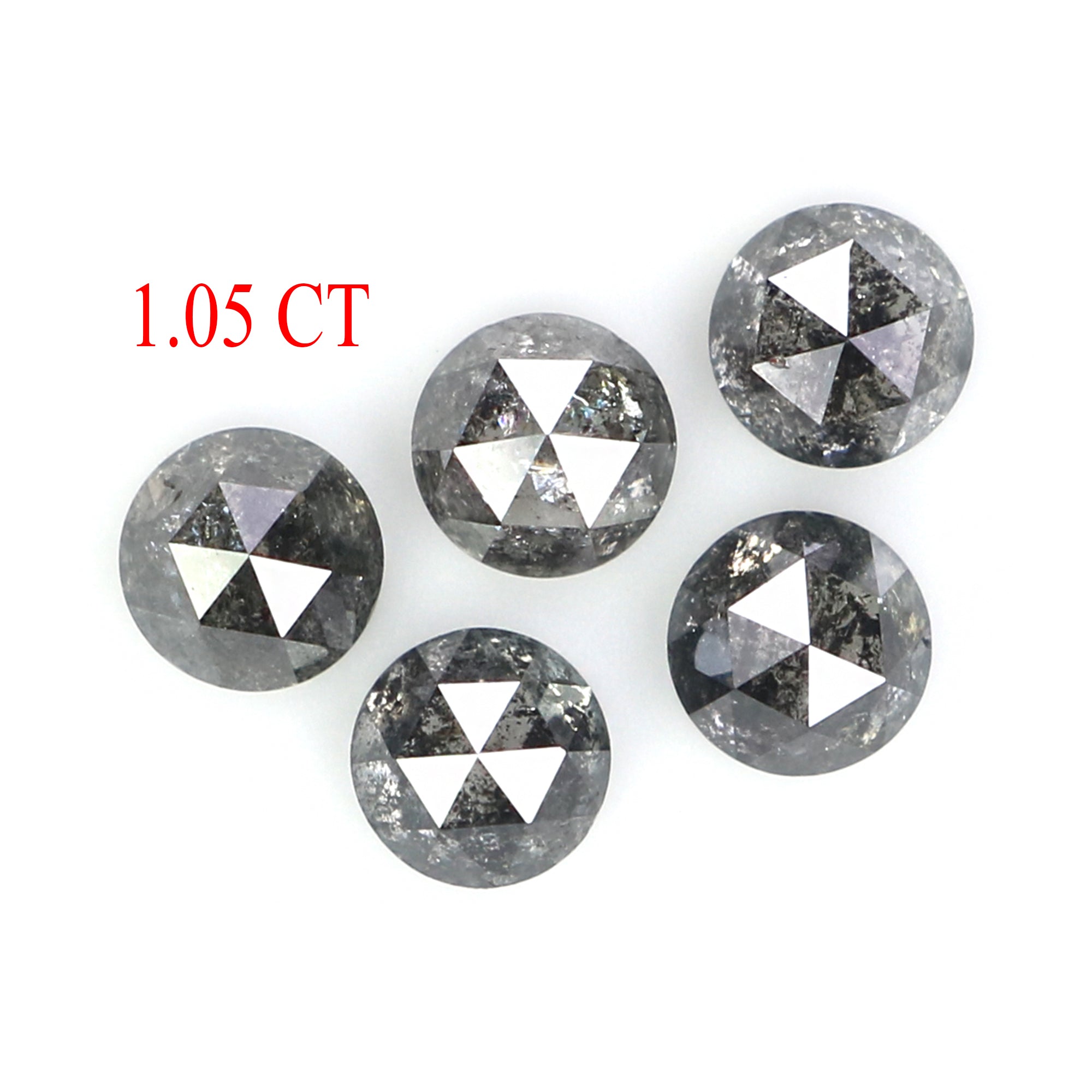1.05 Ct Natural Loose Round Rose Cut Diamond Salt And Pepper Round Diamond 3.20 MM Natural Black Grey Color Round Rose Cut Diamond KQ2649