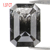Natural Loose Emerald Salt And Pepper Diamond Black Grey Color 1.37 CT 7.41 MM Emerald Shape Rose Cut Diamond L2151