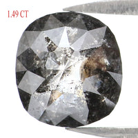 Natural Loose Cushion Salt And Pepper Diamond Black Grey Color 1.49 CT 7.60 MM Cushion Shape Rose Cut Diamond L1856