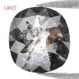 Natural Loose Cushion Salt And Pepper Diamond Black Grey Color 1.49 CT 7.60 MM Cushion Shape Rose Cut Diamond L1856