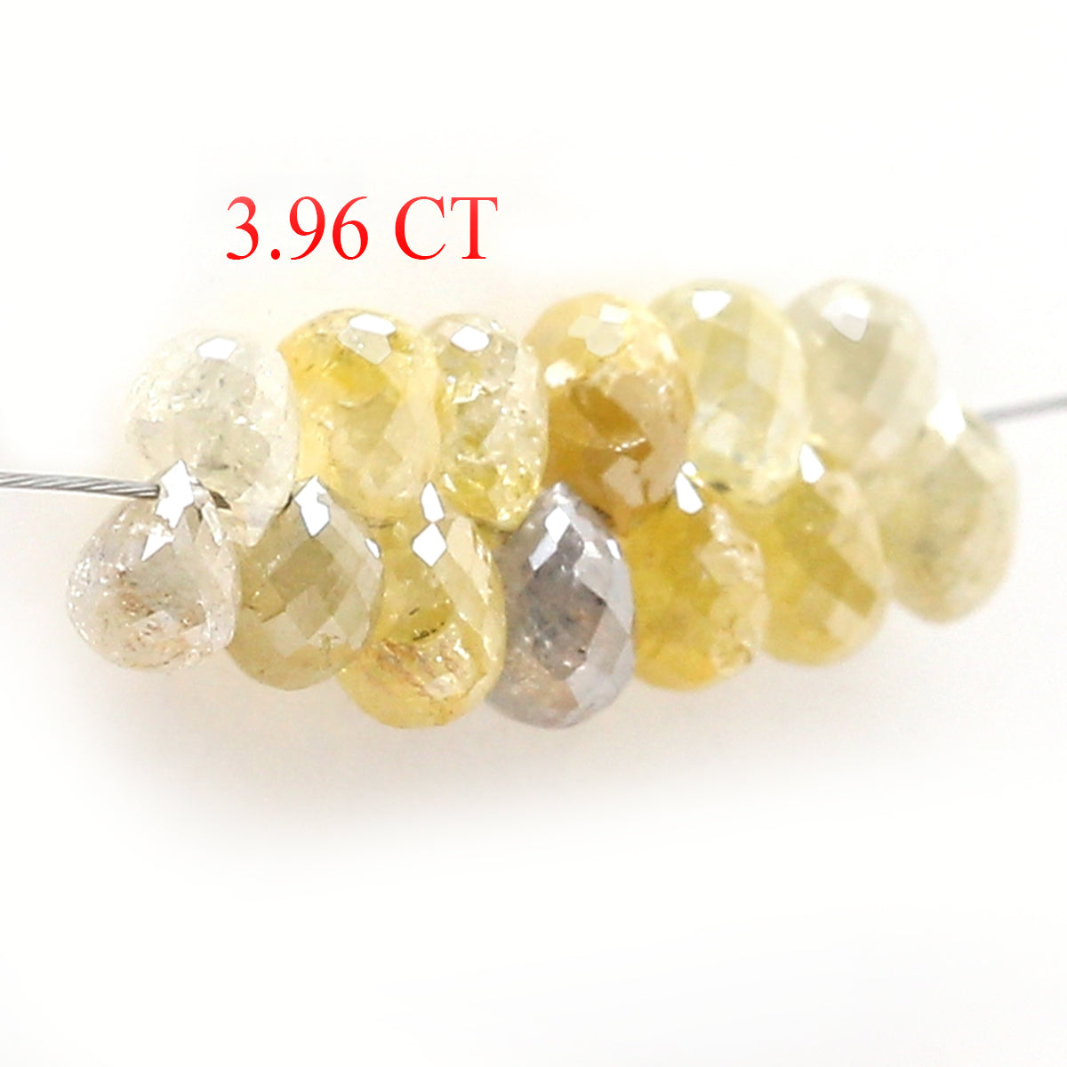 3.96 Ct Natural Loose Briolette Shape Diamond Yellow Color Drop Cut Diamond 3.00 MM Natural Grey Color Briolette Rose Cut Diamond LQB1779