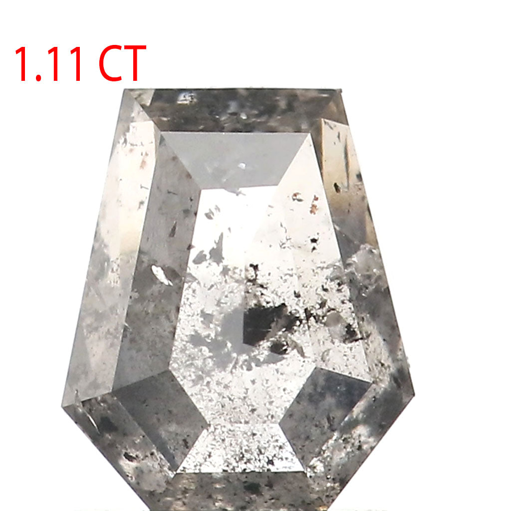 1.11 CT Natural Loose Coffin Shape Diamond Salt And Pepper Coffin Cut Diamond 6.80 MM Black Grey Color Coffin Shape Rose Cut Diamond QK2178
