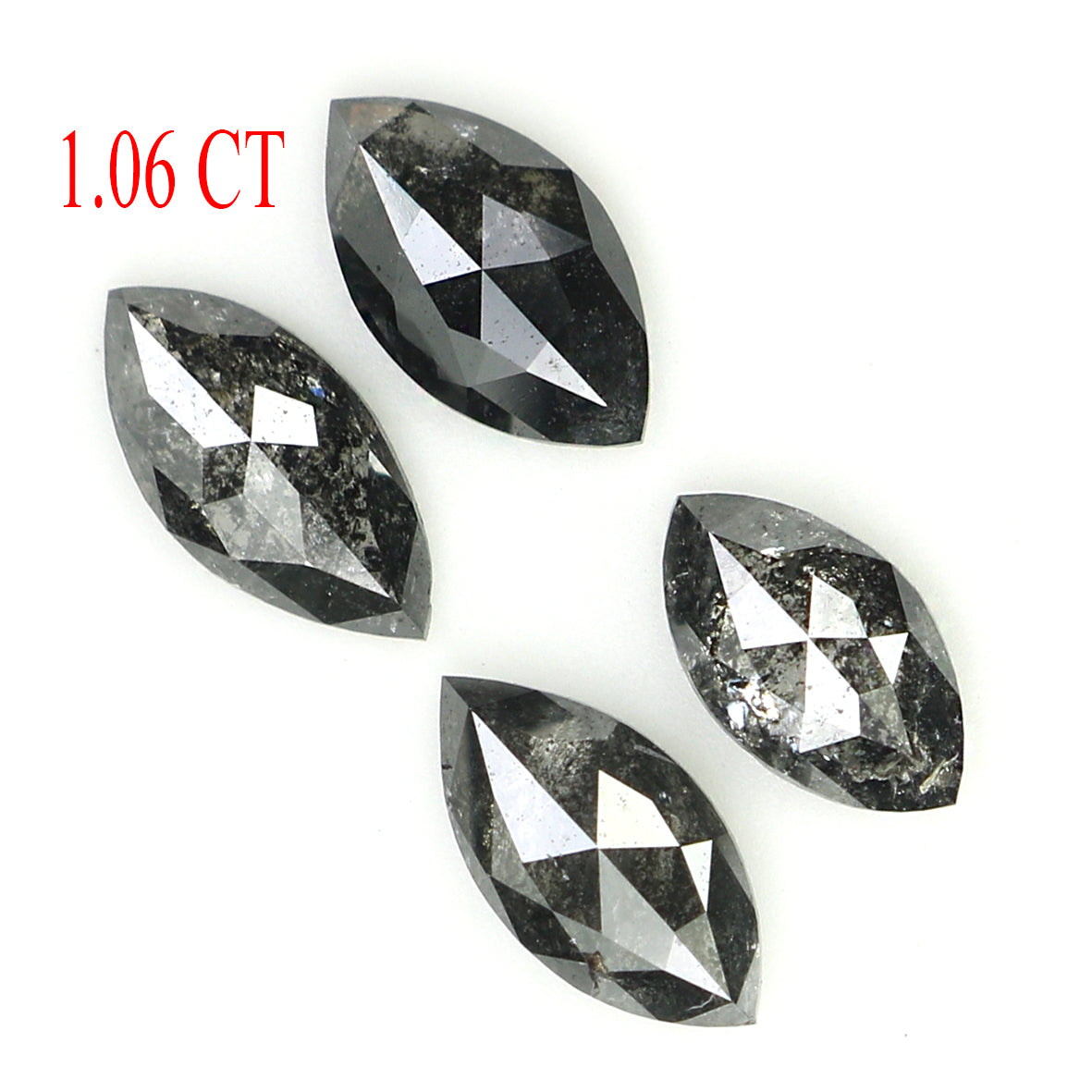 Natural Loose Marquise Salt And Pepper Diamond Black Grey Color 1.06 CT 5.75 MM Marquise Shape Rose Cut Diamond KDL1316