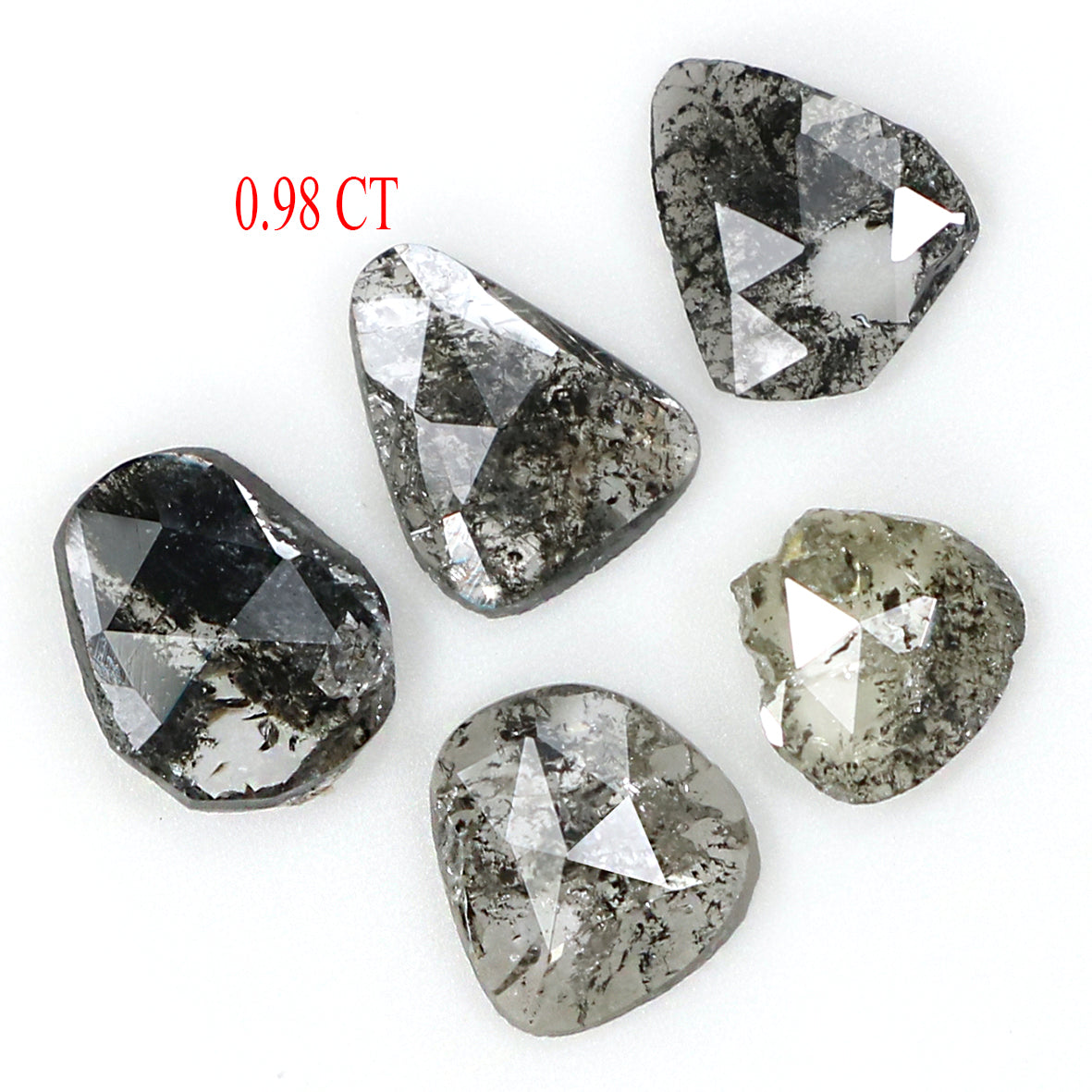 0.98 Ct Natural Loose Slice Shape Diamond Salt And Pepper Slice Cut Diamond 4.00 MM Natural Black Grey Diamond Irregular Cut Diamond LQ1508