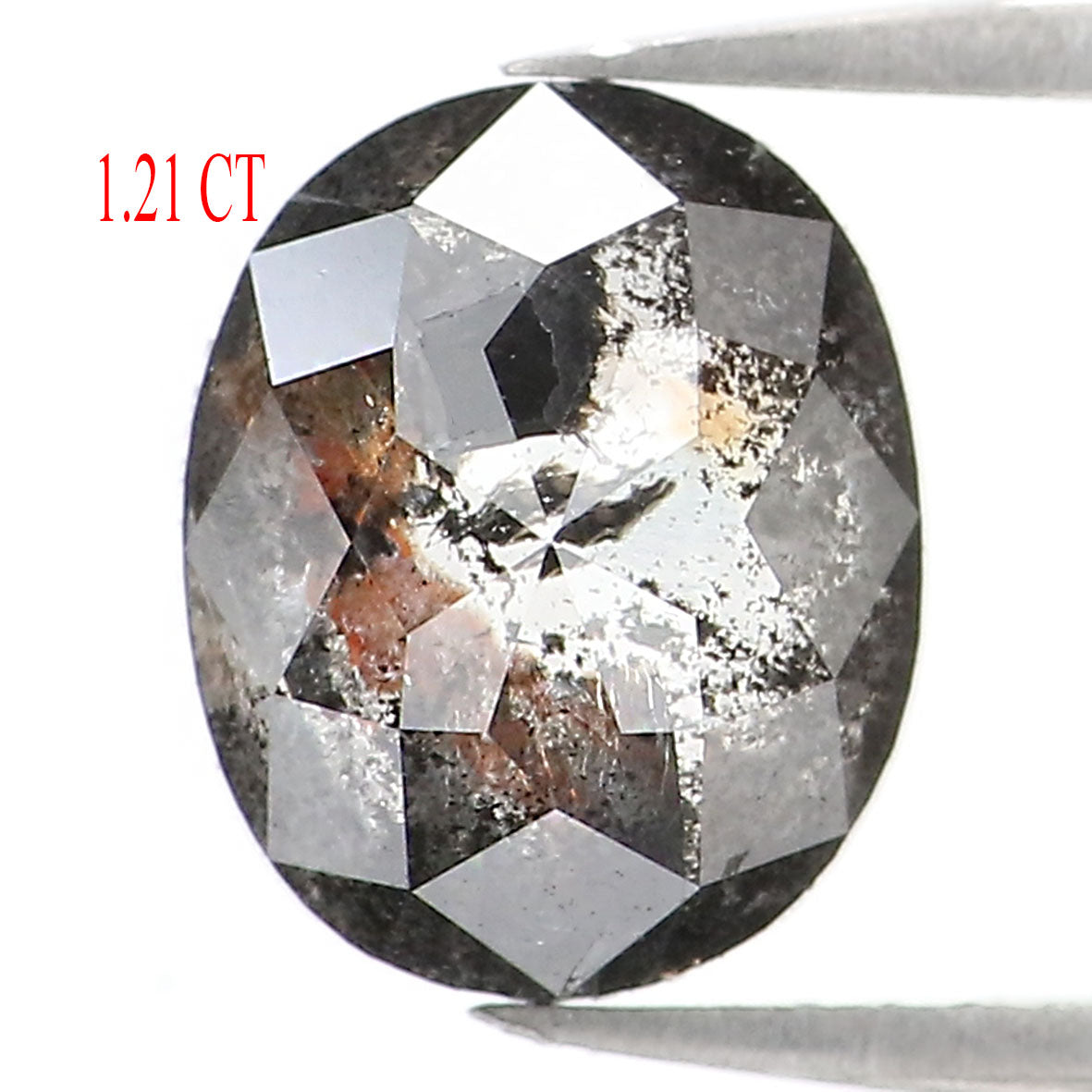 1.21 CT Natural Loose Oval Shape Diamond Salt And Pepper Oval Rose Cut Diamond 7.20 MM Black Grey Color Oval Shape Rose Cut Diamond QL1259