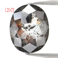 Natural Loose Oval Salt And Pepper Diamond Black Grey Color 1.21 CT 7.20 MM Oval Shape Rose Cut Diamond KDL1259
