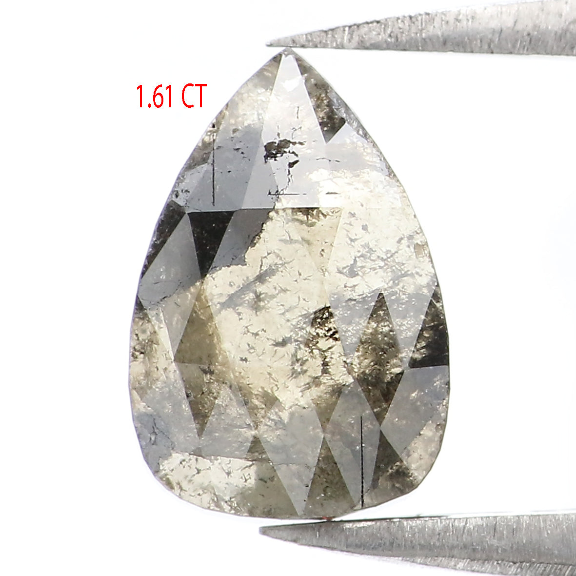 Natural Loose Pear Green Black Color Diamond 1.61 CT 9.05 MM Pear Shape Rose Cut Diamond L1576