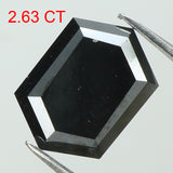 2.63 Ct Natural Loose Diamond Hexagon Black Color I3 Clarity 10.00 MM KDL8209