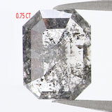 Natural Loose Emerald Salt And Pepper Diamond Black Grey Color 0.75 CT 5.95 MM Emerald Shape Rose Cut Diamond KDL1100