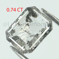 0.74 Ct Natural Loose Diamond Emerald Black Grey Salt And Pepper Color I3 Clarity 6.30 MM KDL8434