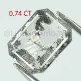 0.74 Ct Natural Loose Diamond Emerald Black Grey Salt And Pepper Color I3 Clarity 6.30 MM KDL8434