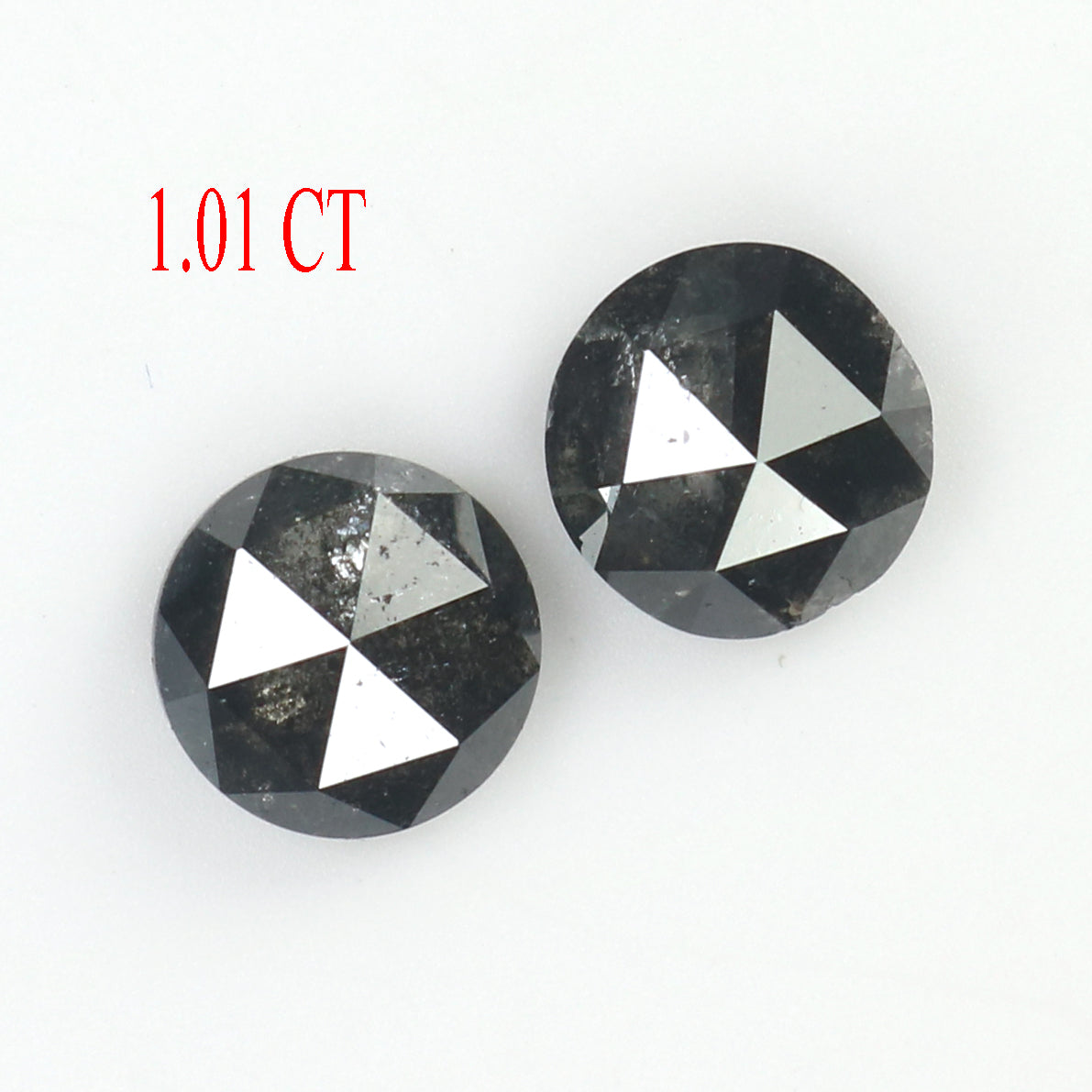 1.01 CT Natural Loose Round Rose Cut Pair Diamond Salt And Pepper Round Shape Diamond 5.00 MM Black Grey Round Shape Rose Cut Diamond QL1662