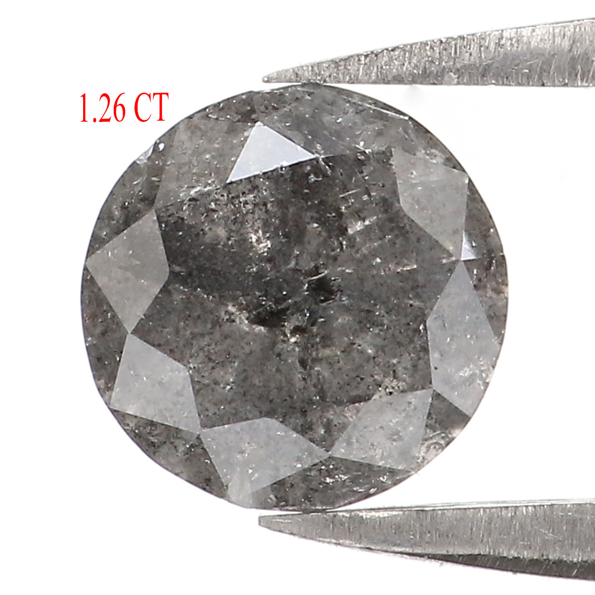 Natural Loose Round Salt And Pepper Diamond Black Grey Color 1.26 CT 6.55 MM Round Brilliant Cut Diamond L1419