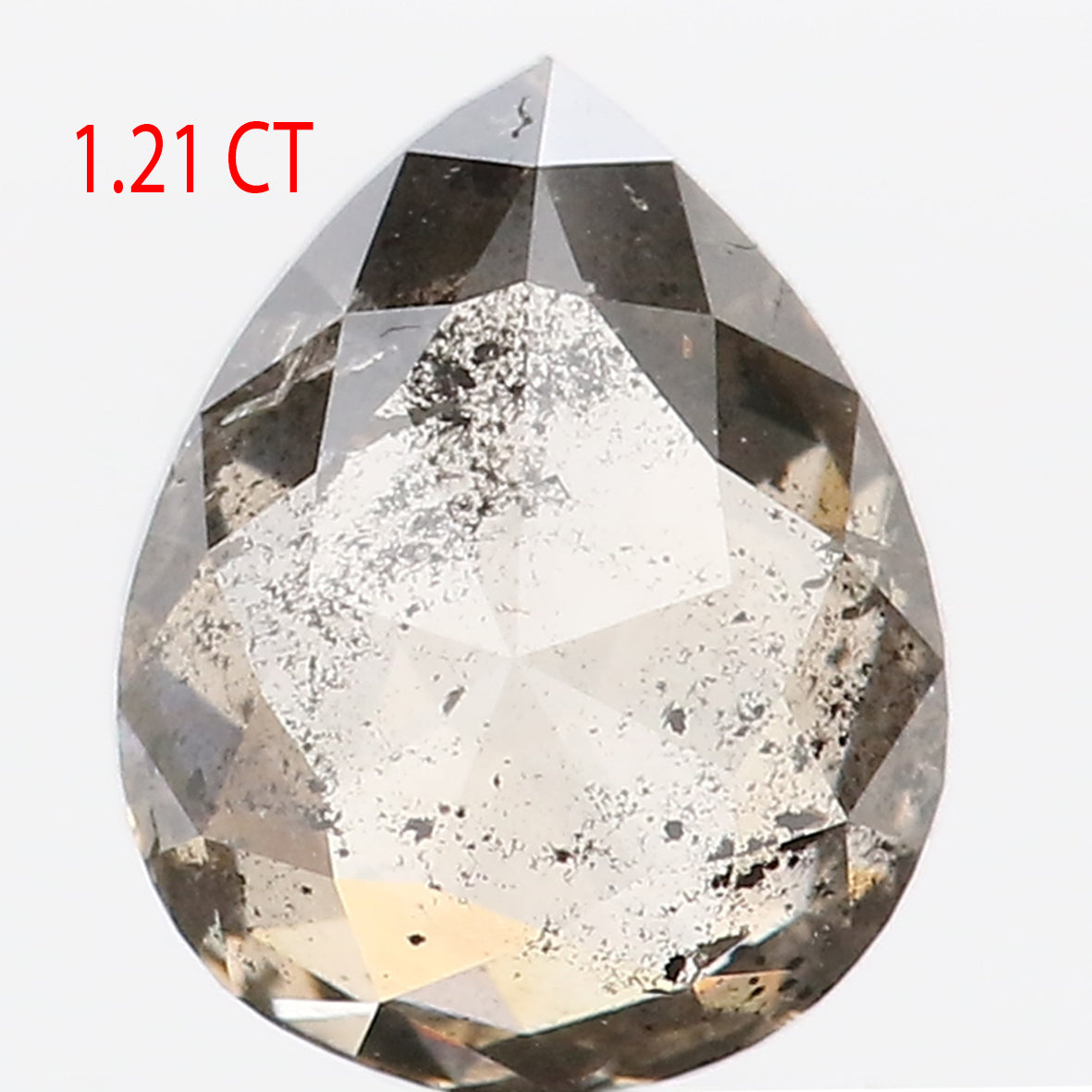 1.21 CT Natural Loose Pear Shape Diamond Salt And Pepper Pear Rose Cut Diamond 7.50 MM Black Grey Color Pear Shape Rose Cut Diamond QL9349