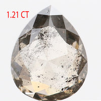 1.21 Ct Natural Loose Diamond Pear Black Grey Salt And Pepper Color 7.52 MM KDL9349