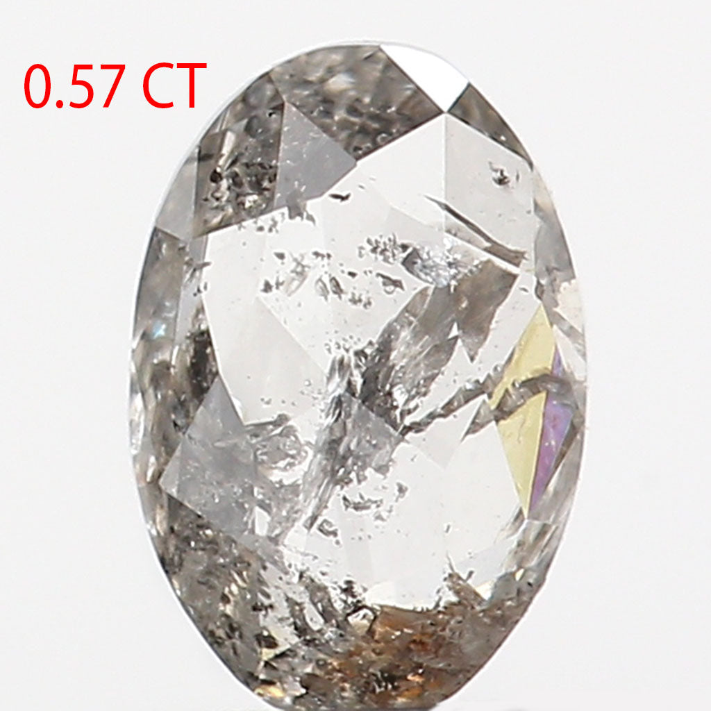 0.57 Ct Natural Loose Diamond, Oval Diamond, Salt And Pepper Diamond, Black Grey Diamond, Oval Cut Diamond, Rustic Diamond KDL9614