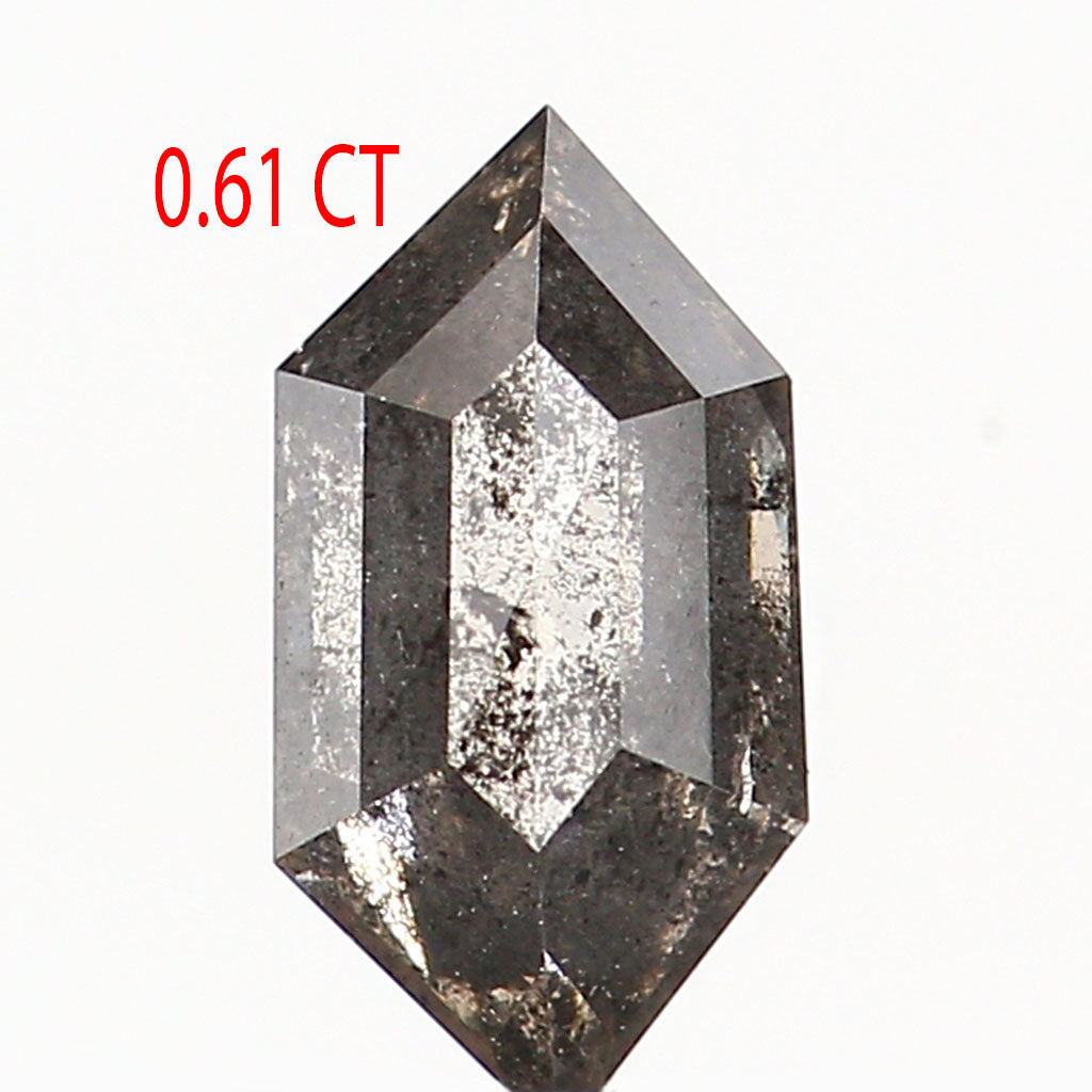 0.61 CT Natural Loose Hexagon Cut Diamond Salt And Pepper Hexagon Diamond 7.65 MM Natural Loose Black Grey Color Hexagon Cut Diamond QL9458